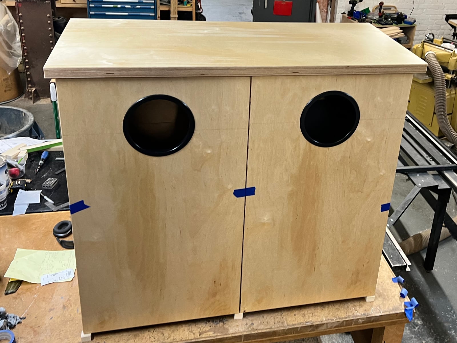 Cabinet housing trash bins