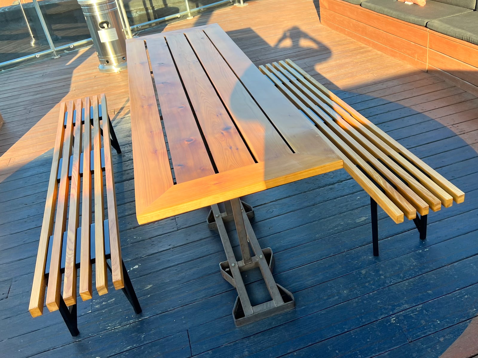 Benches installed on Rhinegeist’s rooftop bar